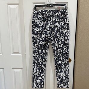 Pearly Gates Black and White Logo Print Pants Japanese Golf - size 2 (30)